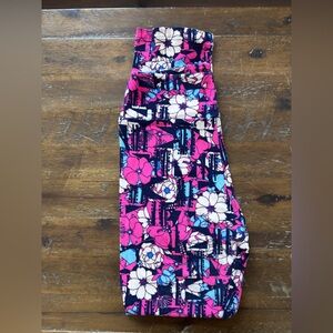 LuLaRoe Pink and Blue Floral Leggings